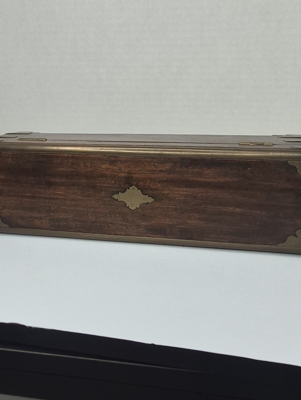 RARE Antique 19thC Rosewood Scribe Box w/ Hidden Drawer & Key - Picture 13 of 16
